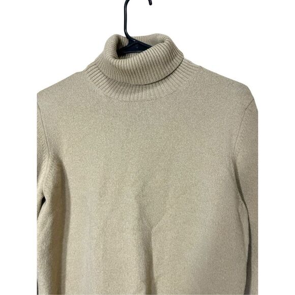 Vintage Banana Republic Fine Italian Merino Wool Blend Tan Turtleneck Sweater Si - Picture 2 of 7